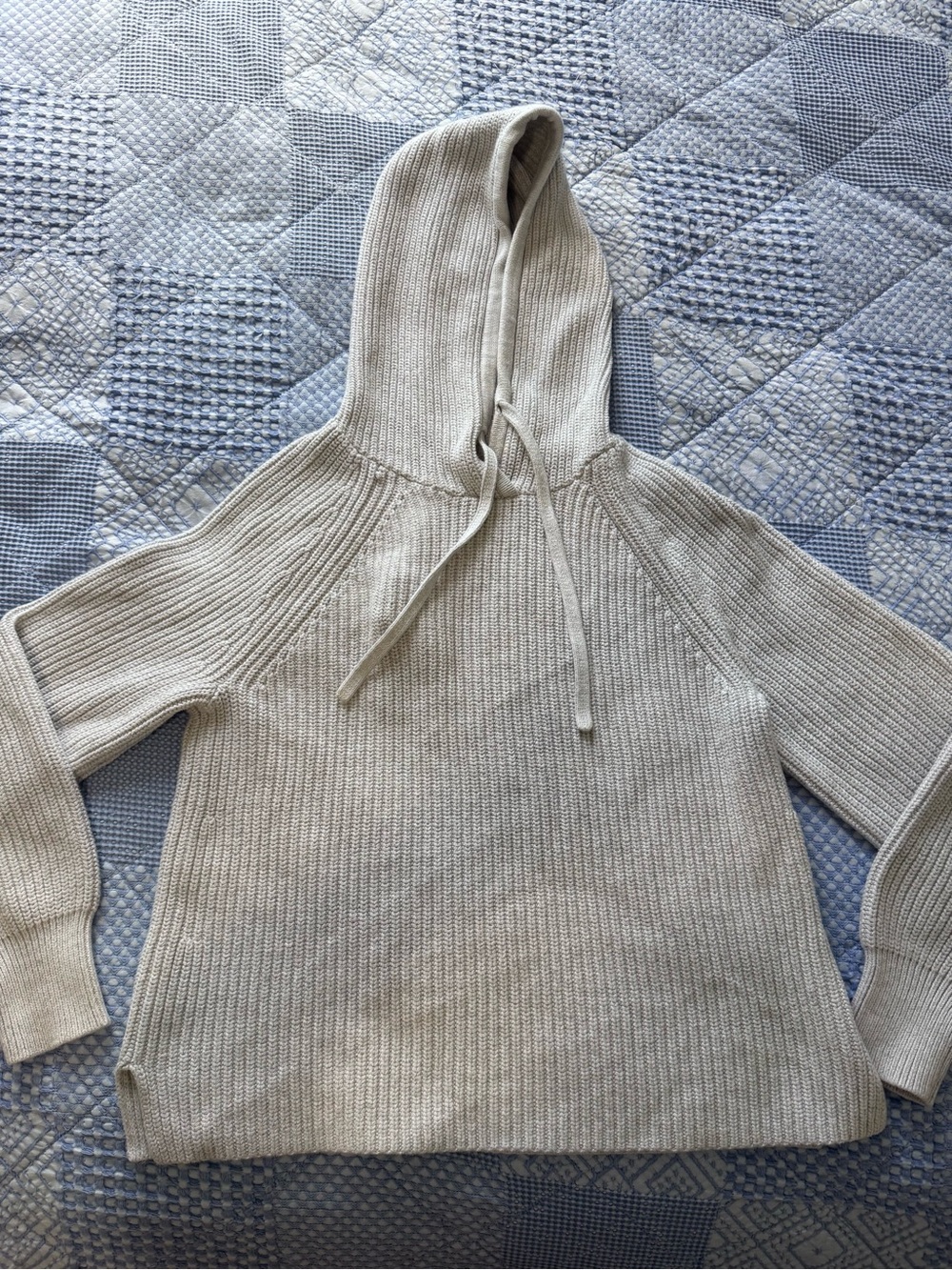 Gap Women's Hooded Knit Sweater - Cream/Heather Grey